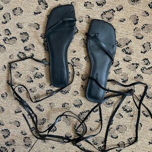 Marc Fisher Black Strappy Square-Toe Gladiator Sandals Size 7.5